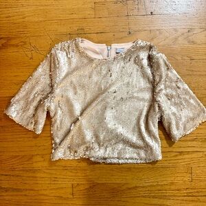 Lucy Paris Champagne Sequin Zip Back Blouse